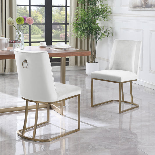 Woker Furniture Contemporary Velvet Dining Chairs Set of 2 - White
