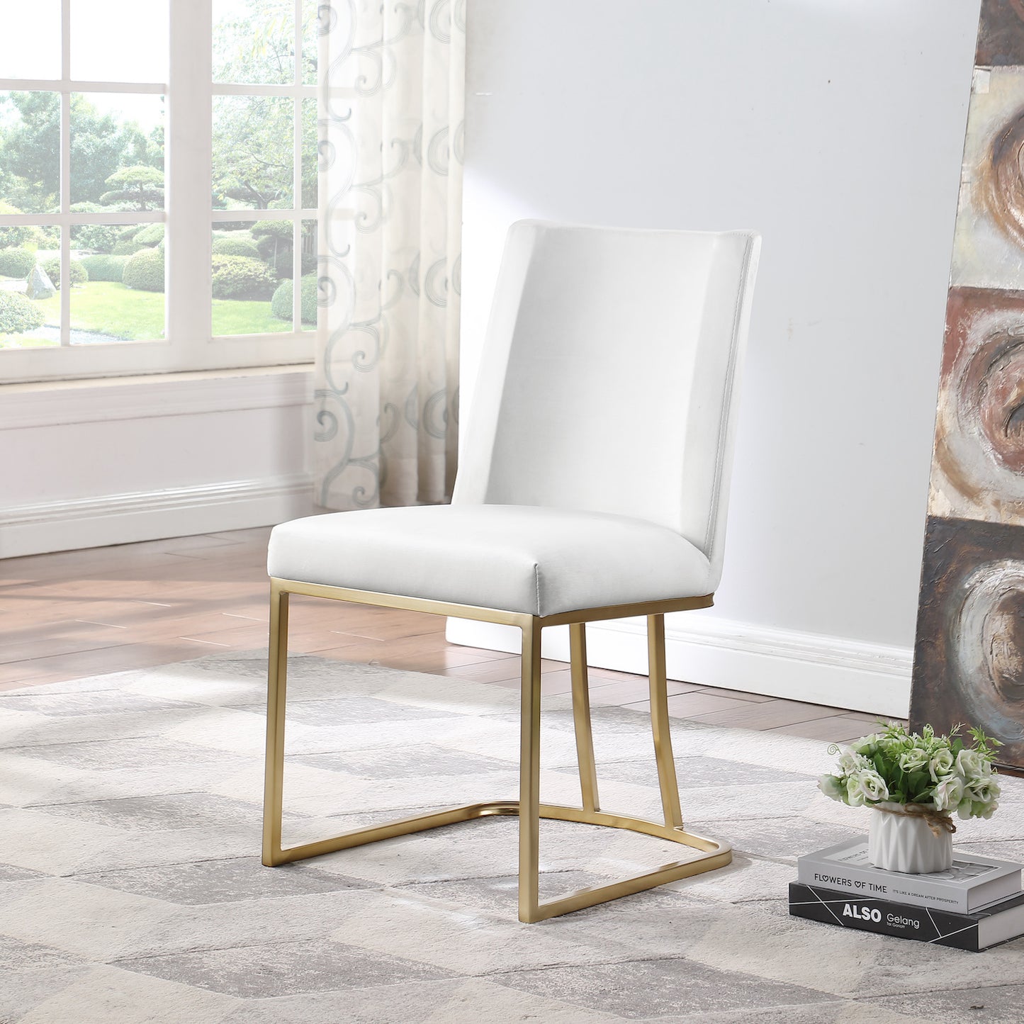 Woker Furniture Contemporary Velvet Dining Chairs Set of 2 - White