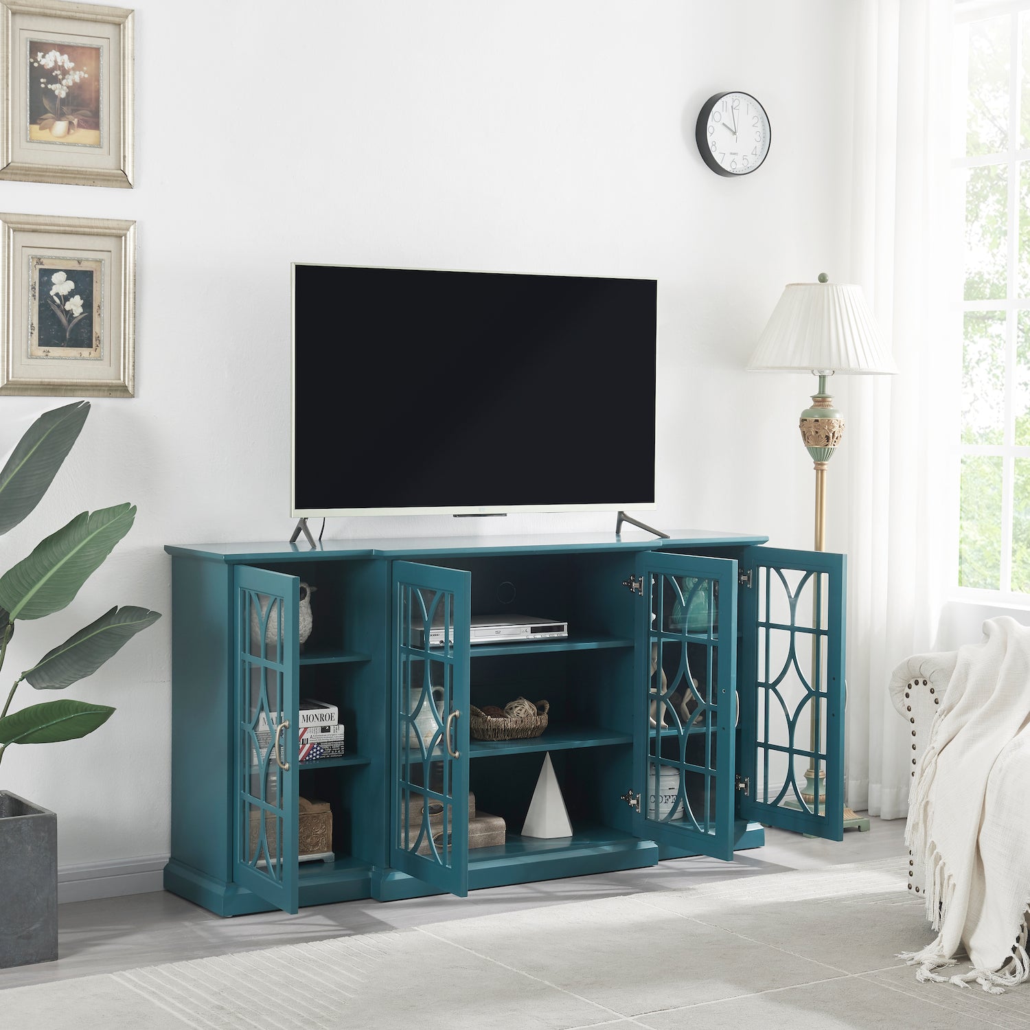 JaydenMax 63" TV Console or Buffet Cabinet - Teal