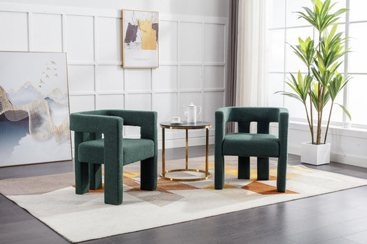 Coolmore Contemporary Boucle Dining Chair Set of 2 - Emerald