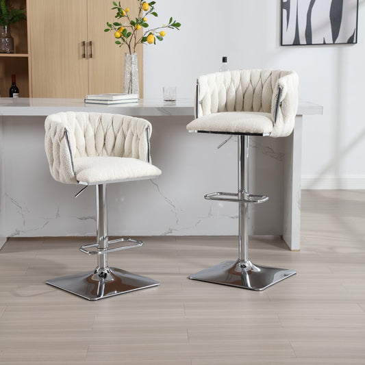 Coolmore Vintage Bar Stools in Ivory Boucle Set of 2