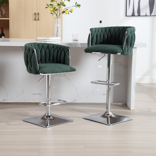 Coolmore Vintage Bar Stools in Emerald Boucle Set of 2
