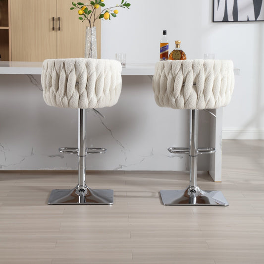 Coolmore Vintage Bar Stools in Ivory Boucle Set of 2