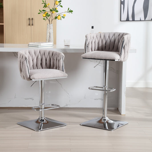 Coolmore Vintage Bar Stools in Gray Boucle Set of 2