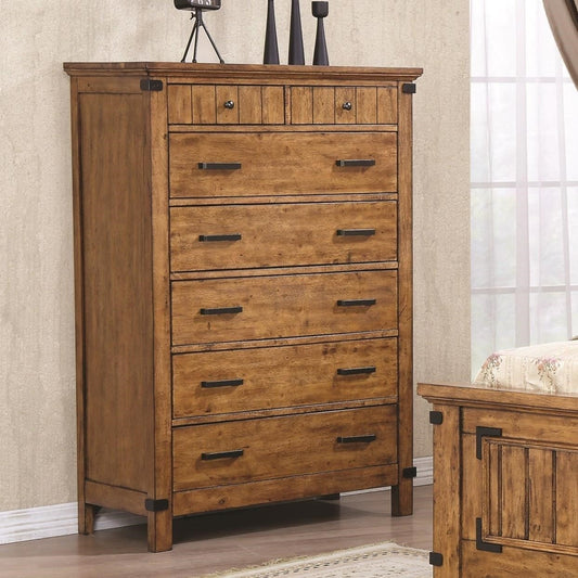 Brandon Collection 7 Drawer Chest in Rustic Honey
