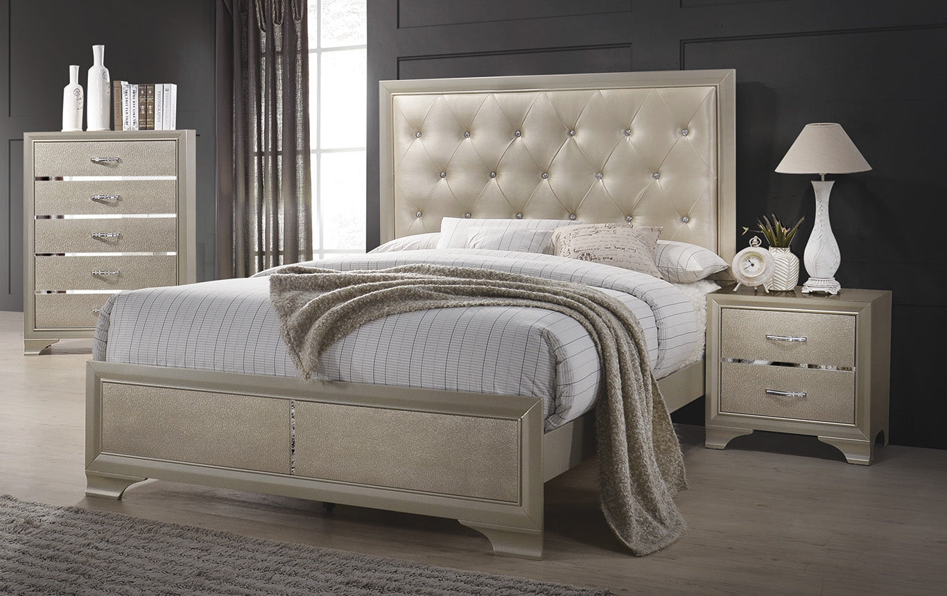 Tully Champagne Finish King Bedroom Collection