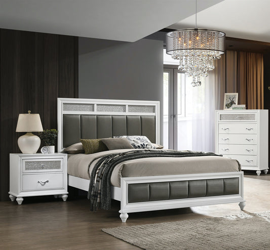 Barzini Bright White King Bed with Padded Headboard