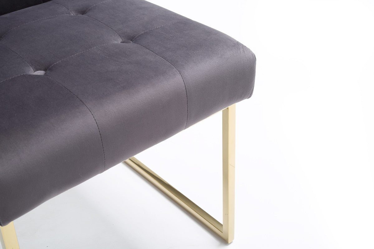 Modrest Legend Modern Grey Fabric & Gold Dining Chair Set of 2