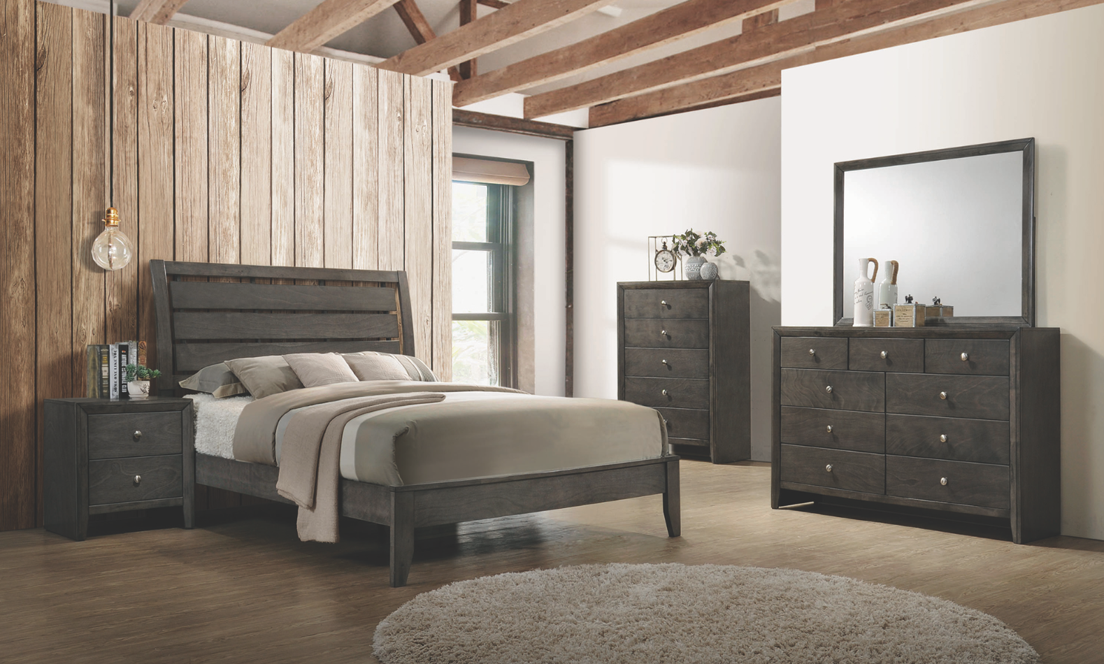 Peace II Transitional Gray King Bed