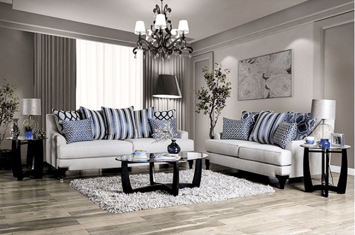 Sisseton Transitional Light Grey Sofa & Loveseat Set