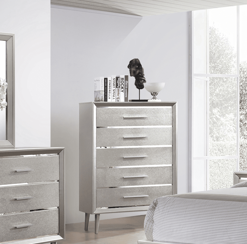 Zane Collection Sterling Metallic 5 Drawer Chest