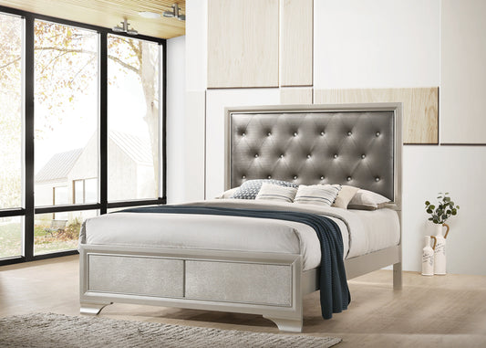 Salford Panel Bed Metallic Sterling and Charcoal Grey