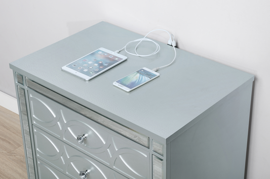 Gunnison 2-Drawer Nightstand Silver Metallic