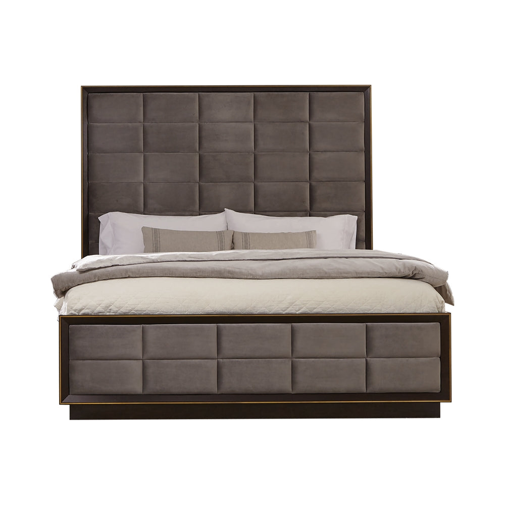 Durango Eastern King Upholstered Bed Smoked Peppercorn And Grey
