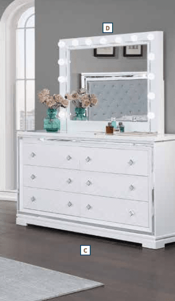 Eleanor 6-Drawer Glam Dresser - White