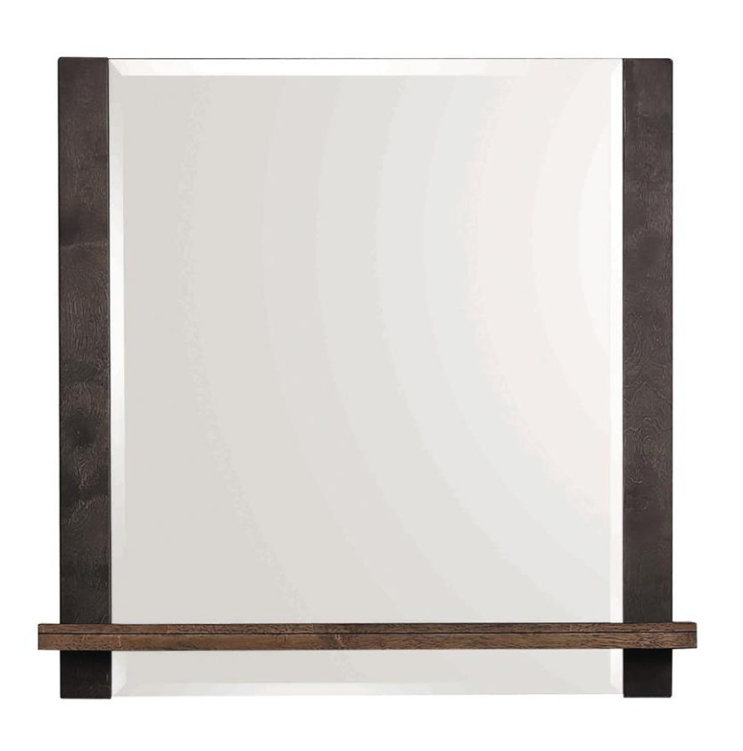 Azalia Mirror with Jewelry Tray Black and Walnut