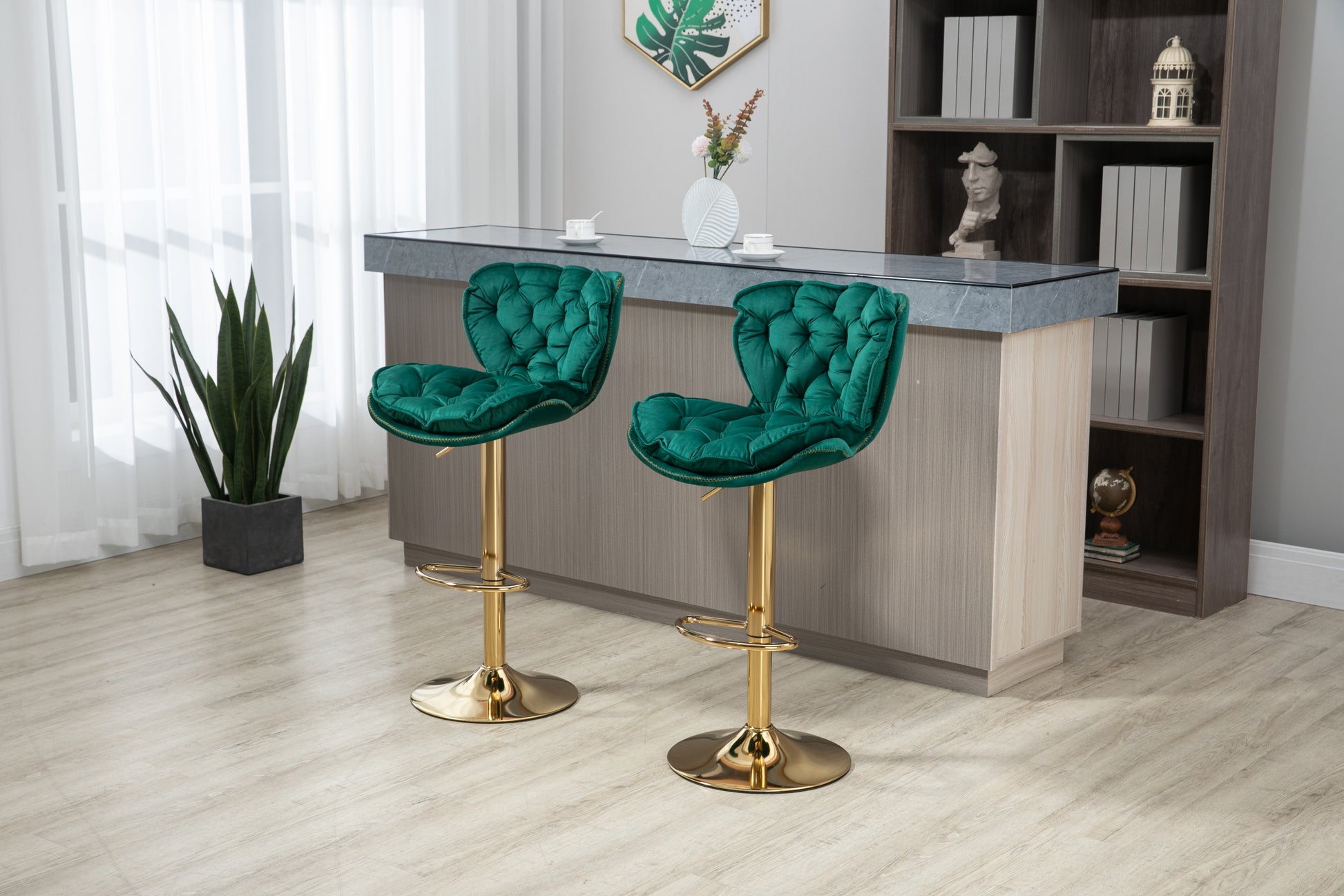 COOLMORE Bar Stools with Back and Footrest Counter Height Dining Chairs 2PC /SET