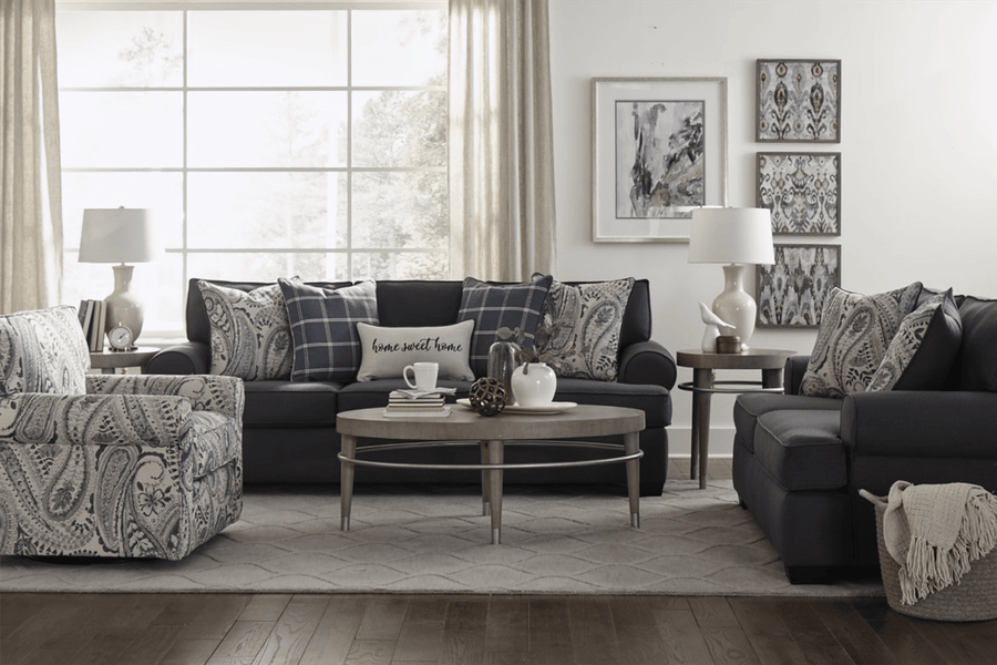 Morgan Indigo Linen Upholstered Sofa & Loveseat Set - Washington 2300