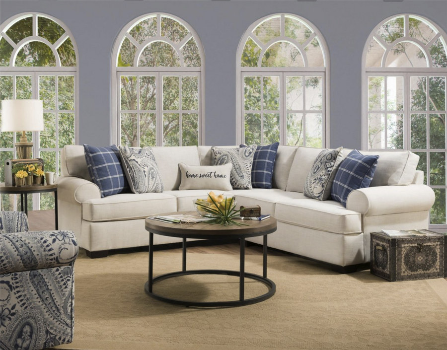 Morgan Beige Linen Sectional Sofa - Washington 2300