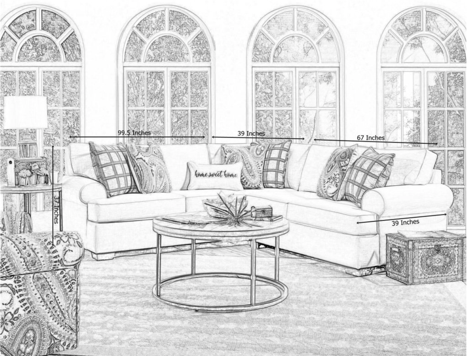Morgan Beige Linen Sectional Sofa - Washington 2300