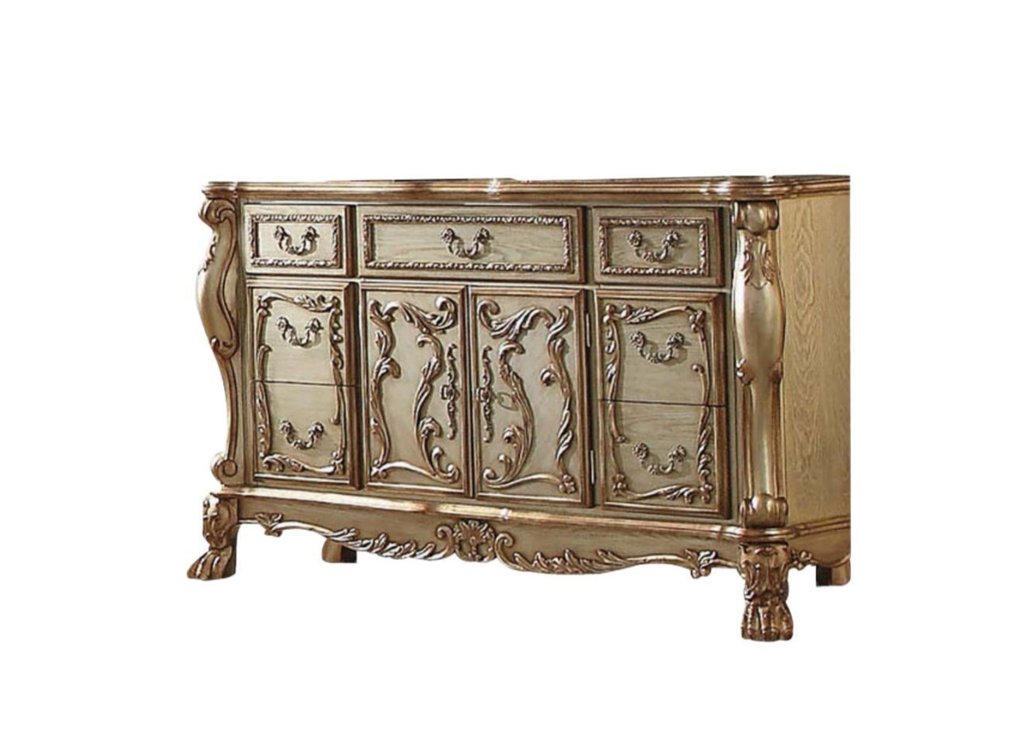 Dresden Collection Gold Finish Claw Foot Dresser - ACME 23165