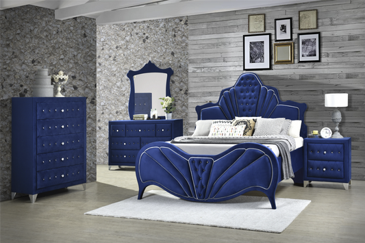 Dante Blue Velvet Upholstered King Bed - ACME 2421