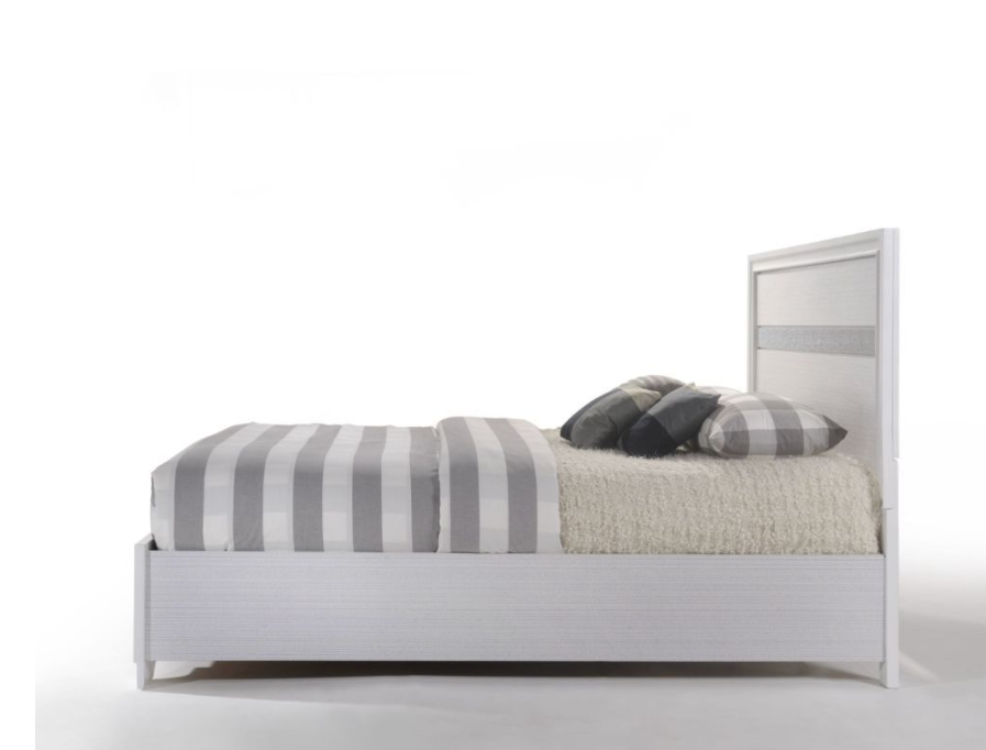 Naima King Storage Bed in White with Contrasting Gray