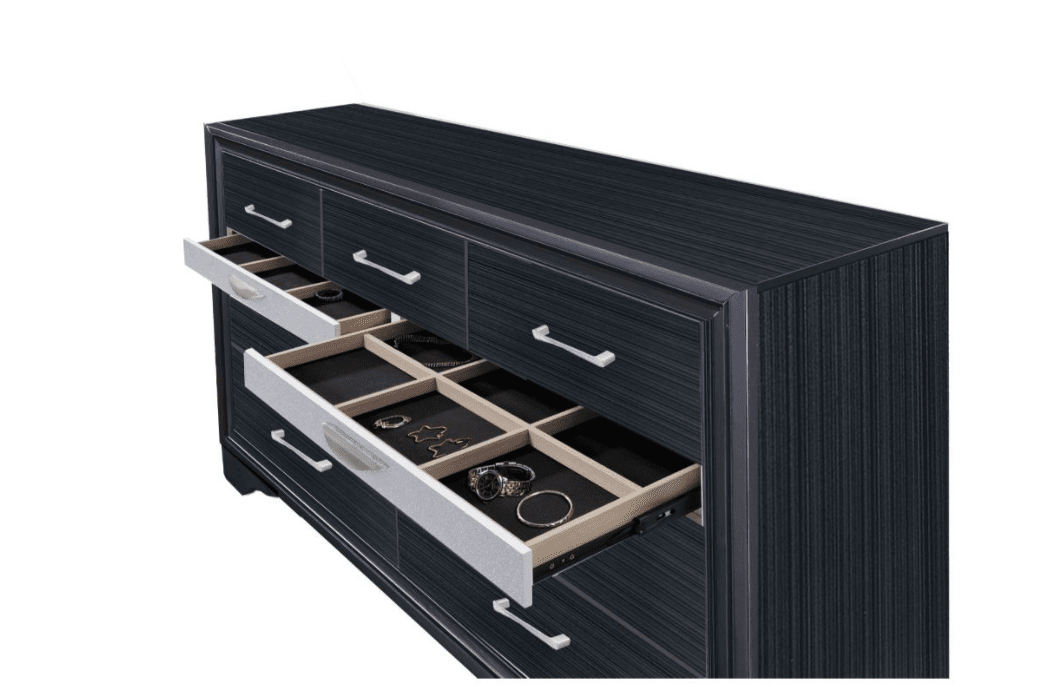 Naima 9-Drawer Dresser in Black with Jewelry Drawer