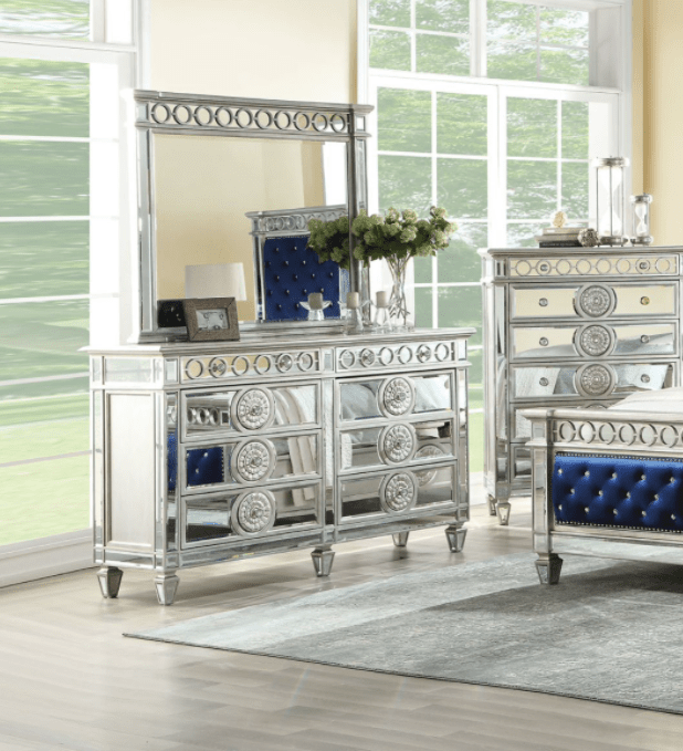 Acme Varian 8 Drawer Dresser with Crystal Knobs