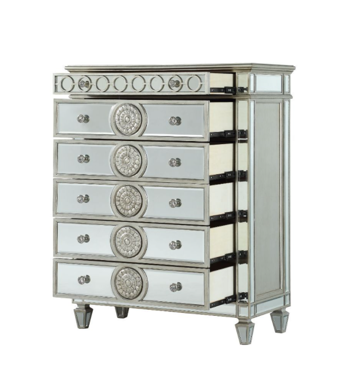 Acme Varian 6 Drawer Chest with Crystal Knobs