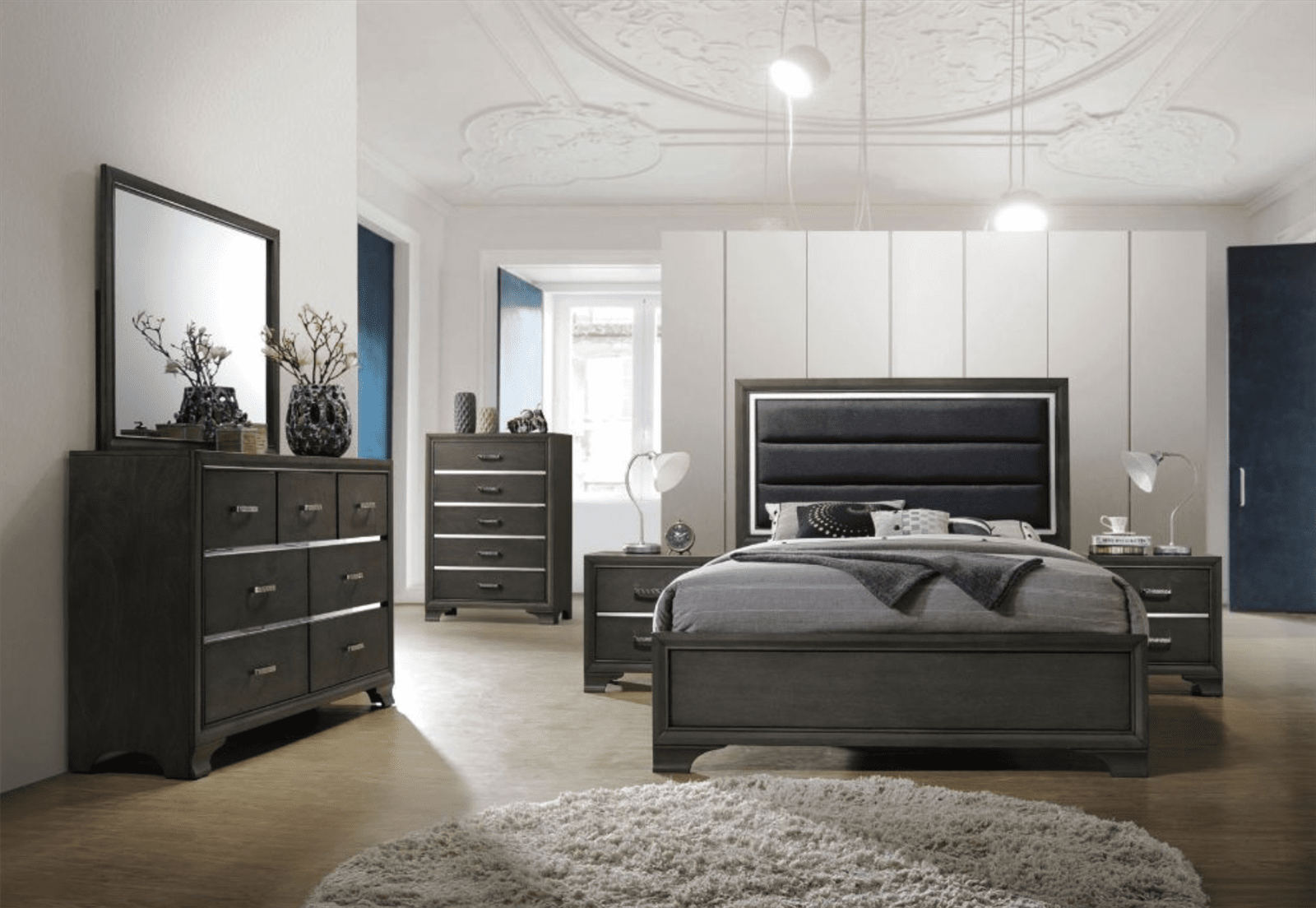Carine II Transitional Bed in Black & Grey