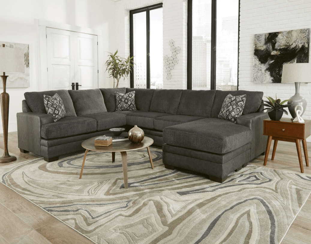 Delta Stallion Charcoal Sectional Sofa with Reversible Chaise