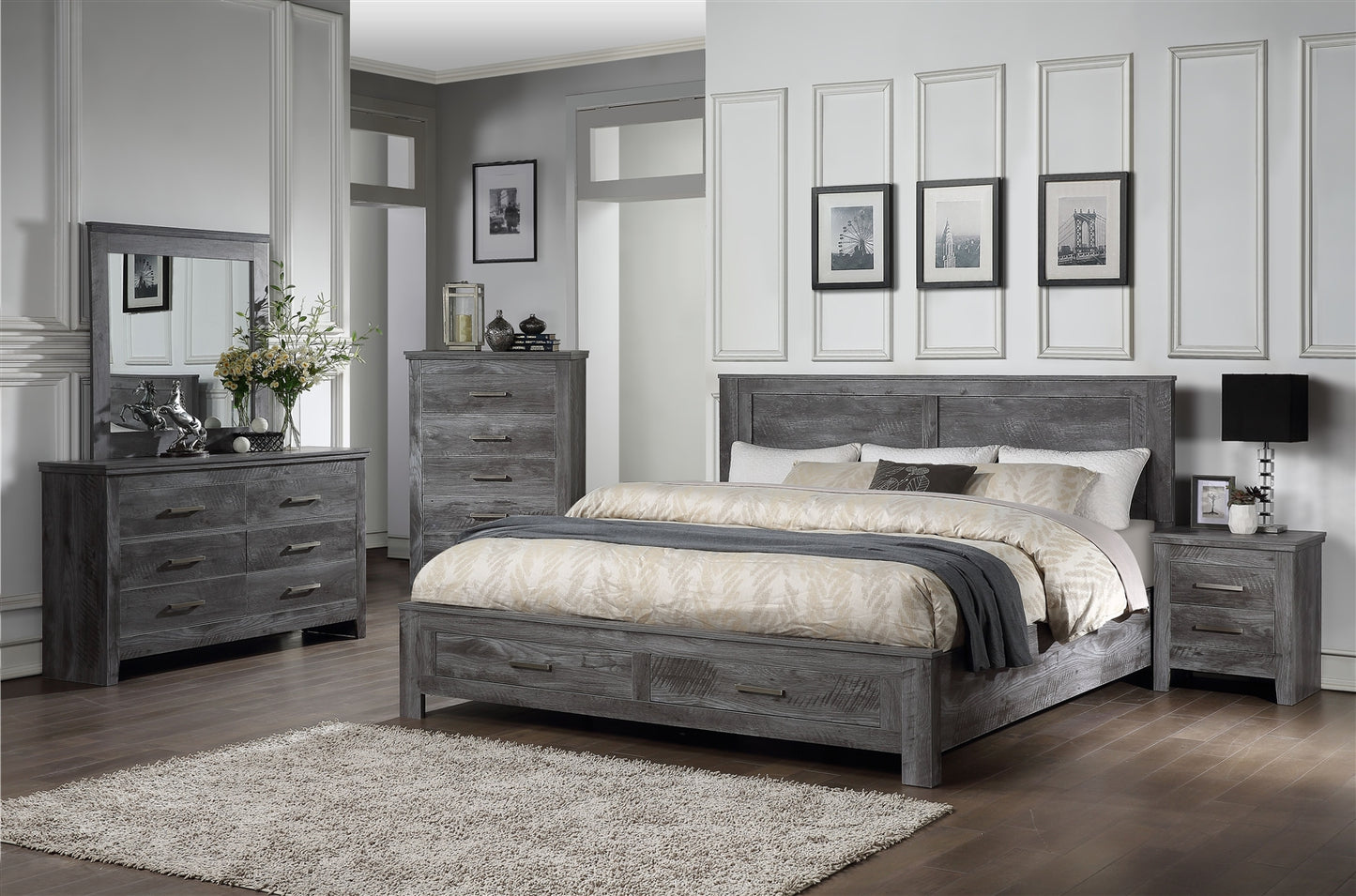 Vidalia King Storage Bed in Rustic Gray
