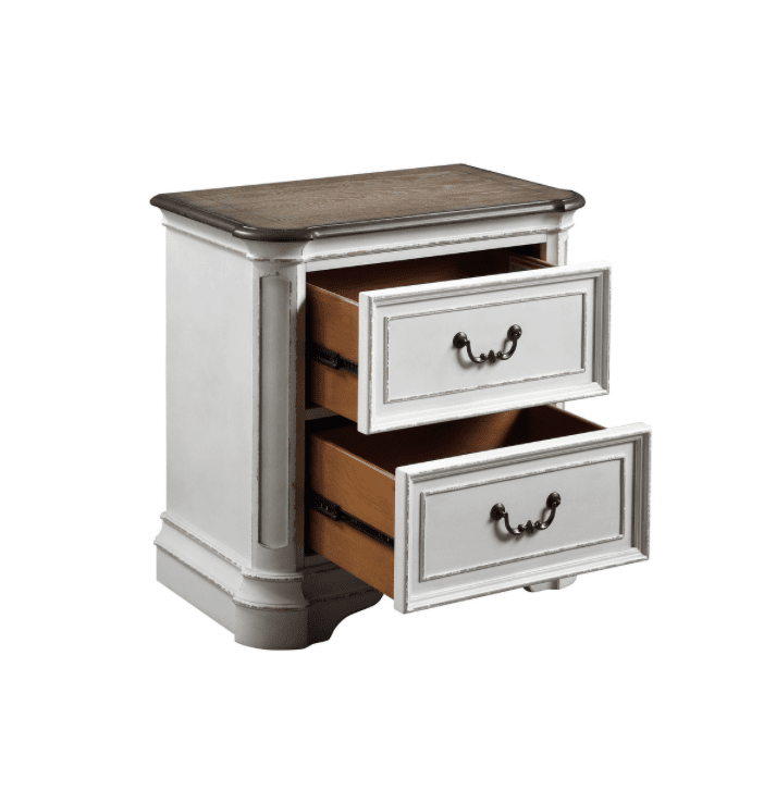 Florian Traditional 2-Drawer Nightstand in Antique White