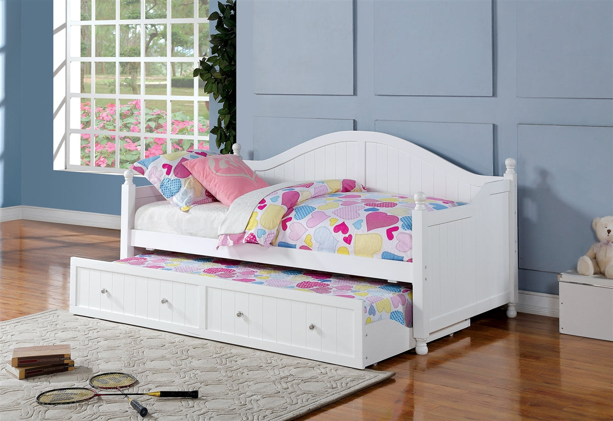 Flor White Cottage Style Twin Daybed w- Trundle