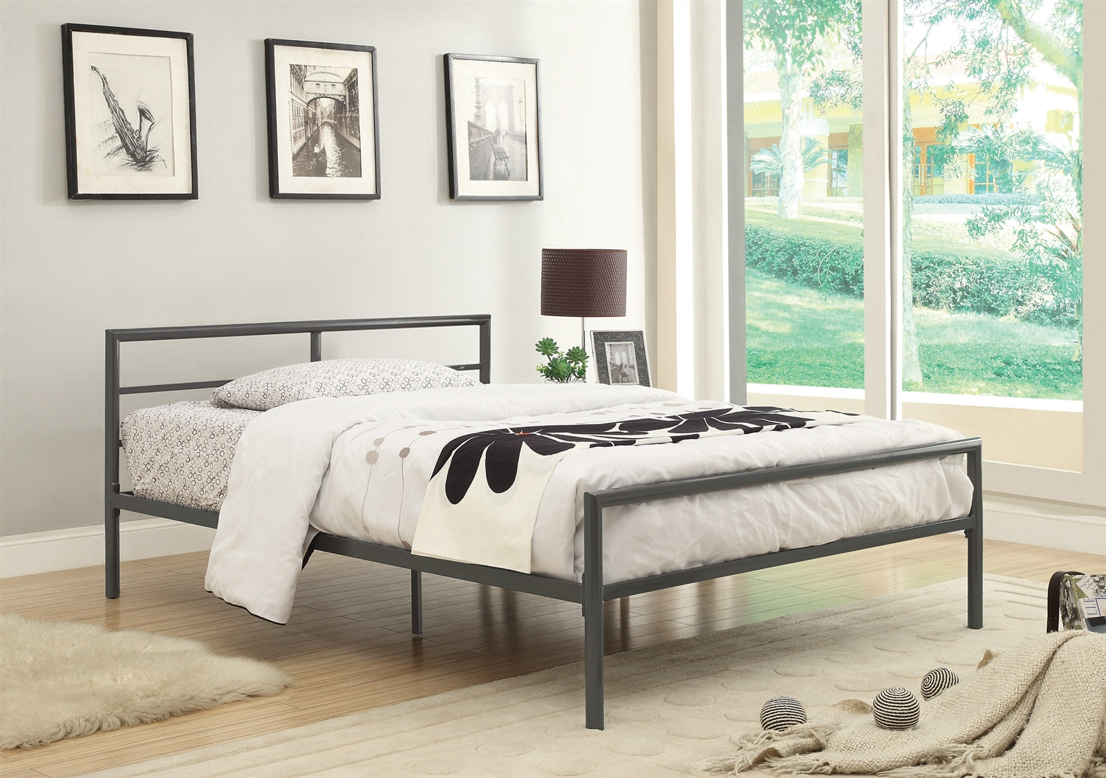Ross Contemporary Silver Twin Platform Bed