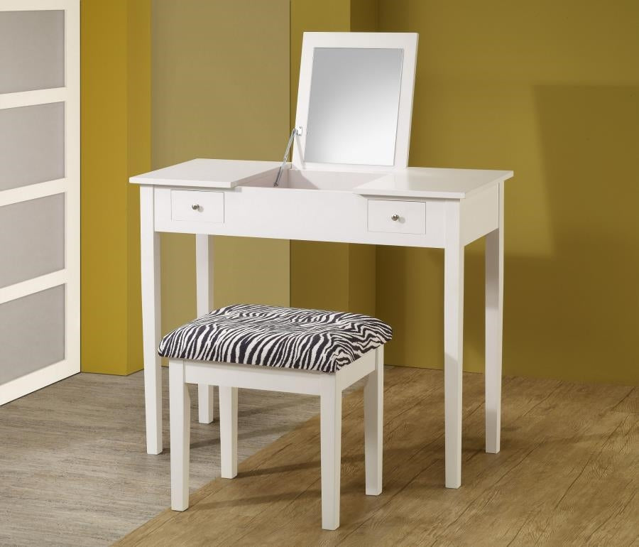 Seline 2-Piece Vanity Set White And Zebra