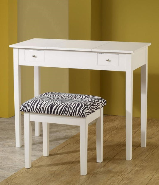 Seline 2-Piece Vanity Set White And Zebra