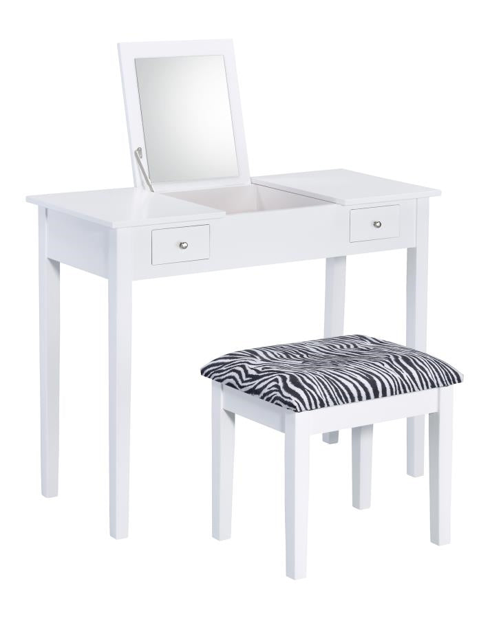 Seline 2-Piece Vanity Set White And Zebra