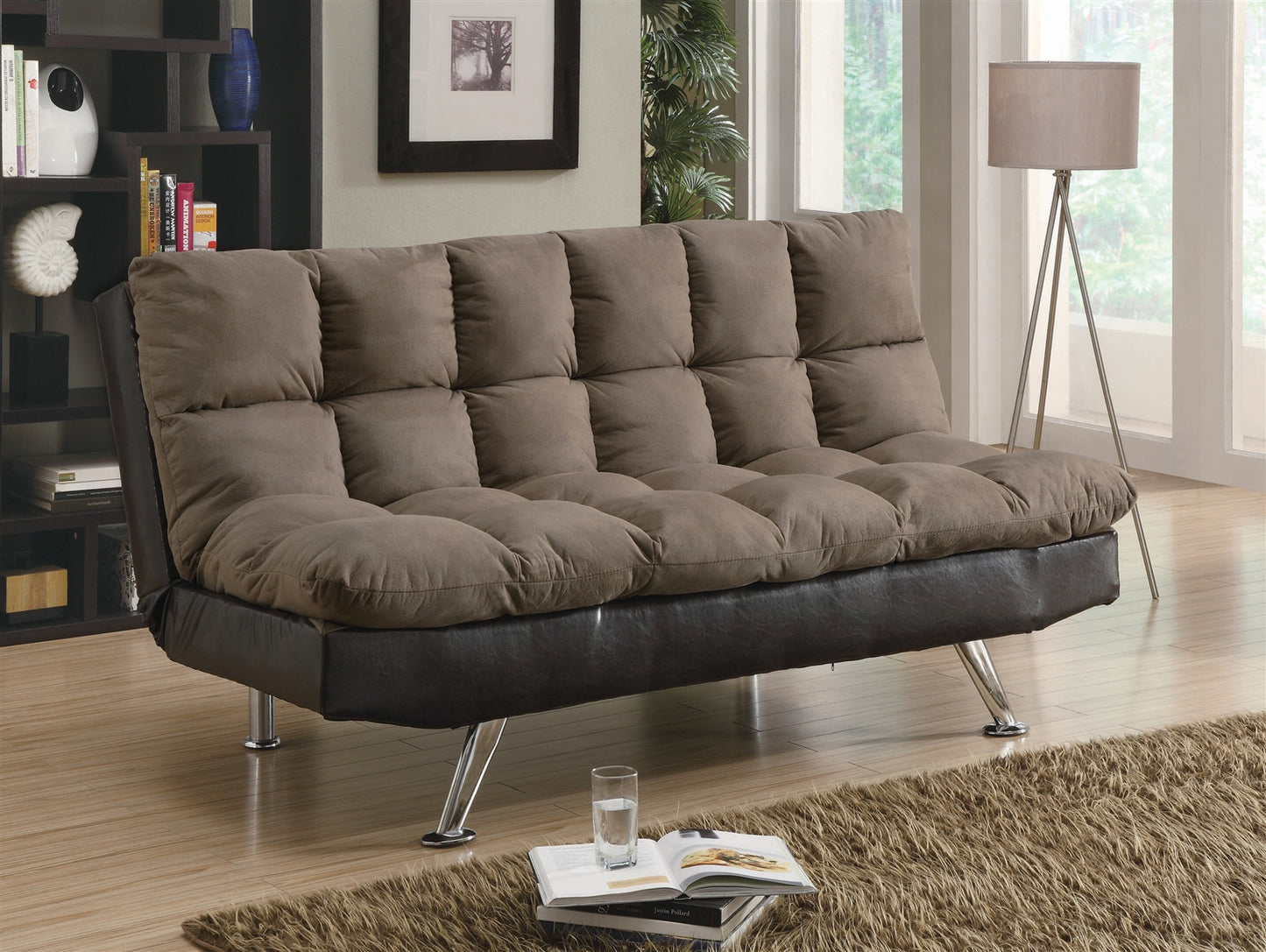 Saga 2-Tone Brown Microfiber Sofa Bed