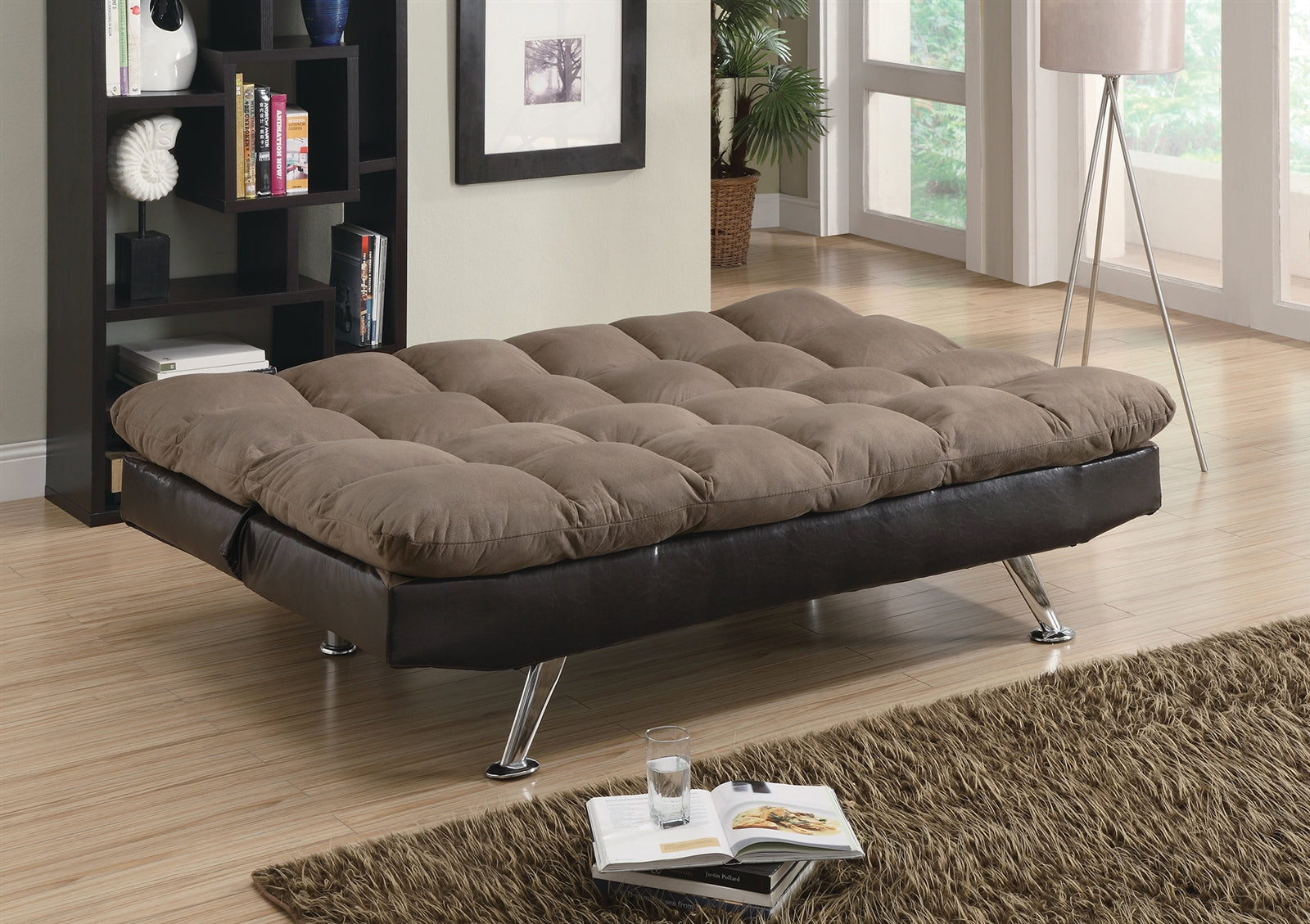 Saga 2-Tone Brown Microfiber Sofa Bed