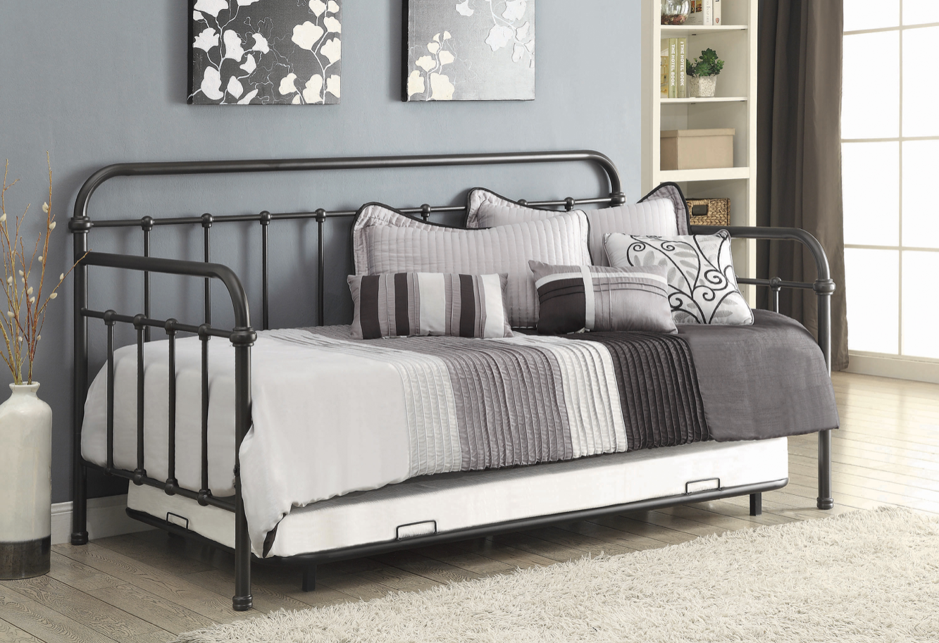 Edge Twin Metal Daybed & Trundle in Dark Bronze Finish