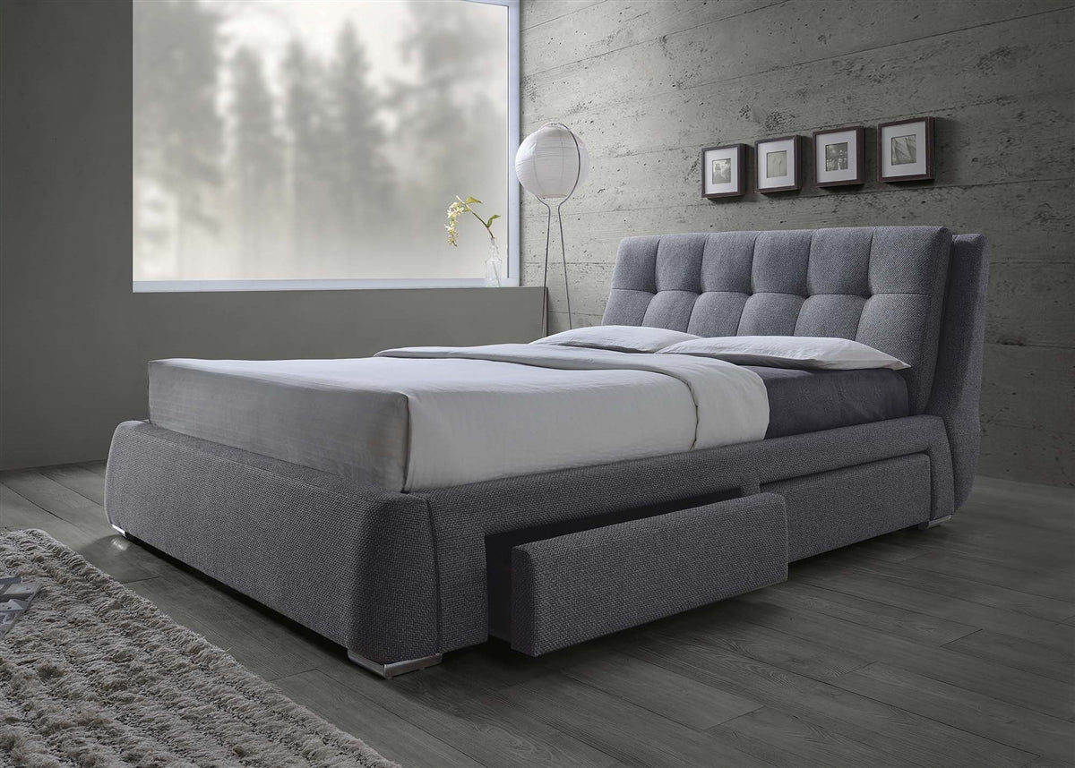 Benbrook Gray Queen Storage Bed with Pillow Top Headboard