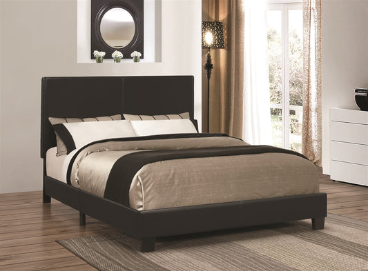 Muave Full Size Black Leatherette Platform Bed