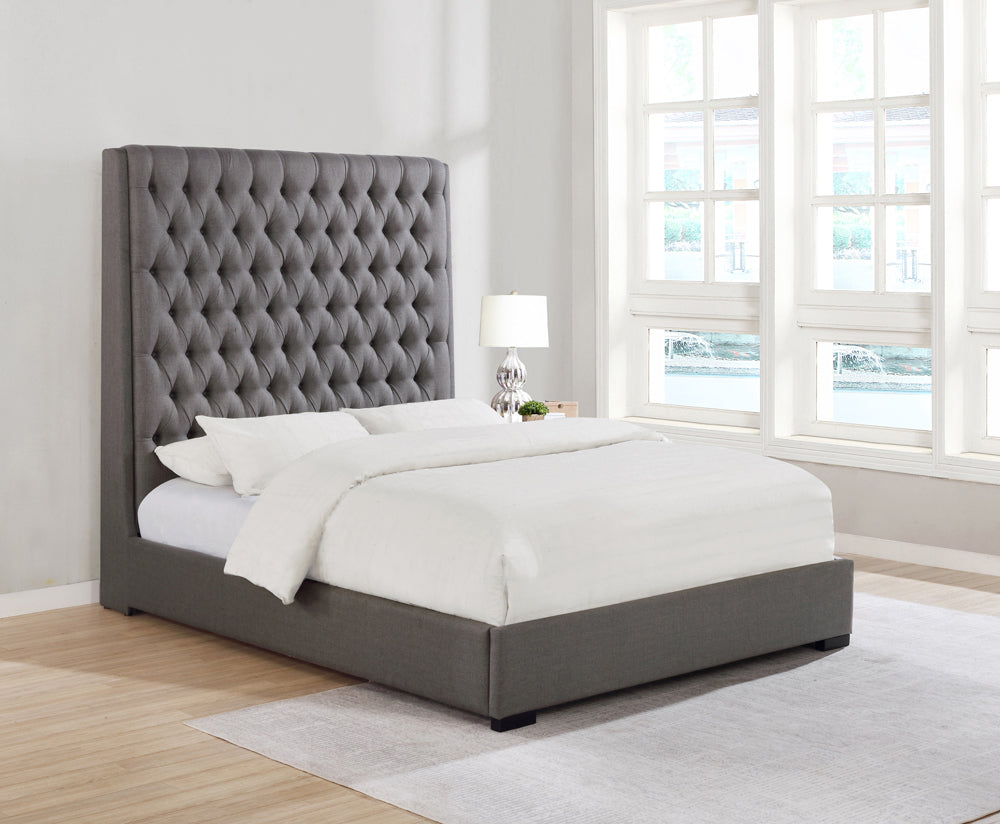 Camille 72" Button Tufted Bed in Gray - King