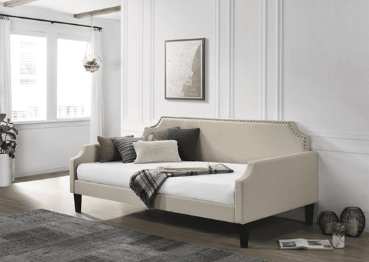 Olivia Modern Daybed in Taupe Woven Fabric