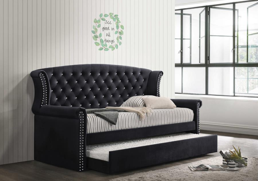 Scarlett Upholstered Tufted Twin Daybed with Trundle
