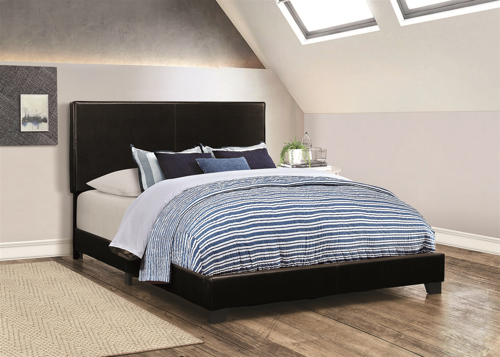 Simms Black King Size Upholstered Bed
