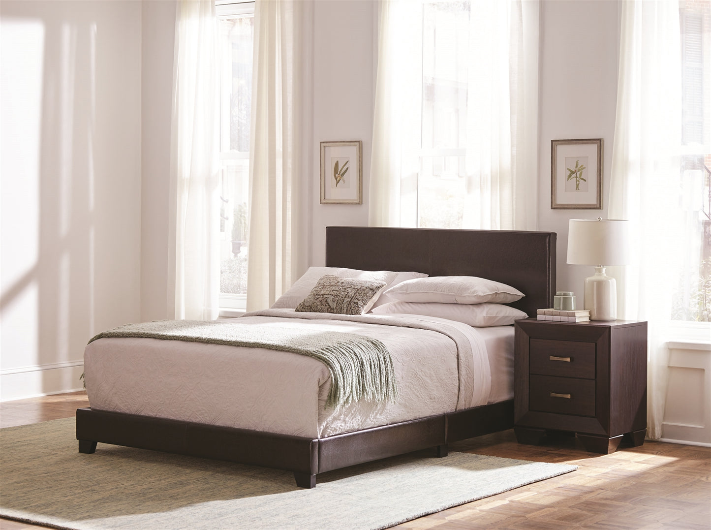 Simms Cocoa Brown Leatherette Queen Bed