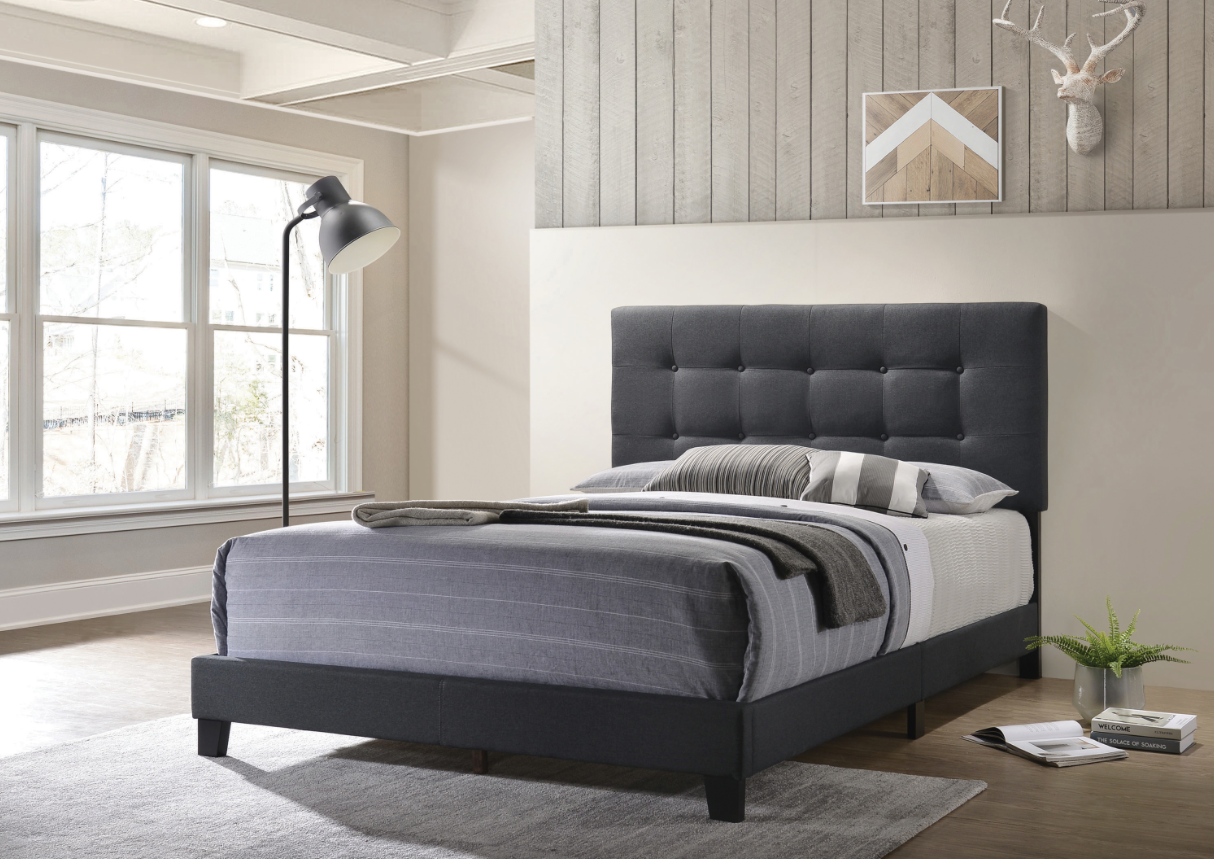 Cora Charcoal Gray Tufted Full Bed